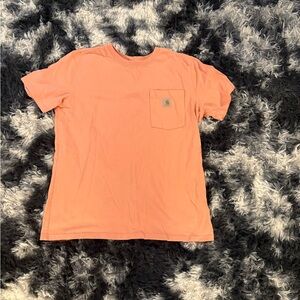 Carhartt T-Shirt Womens Large (12-14) Loose Fit Salmon Pink Workwear